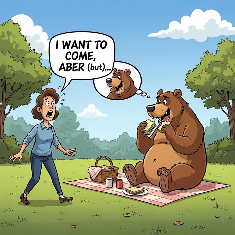 Funny picture to remember the German word aber, meaning but