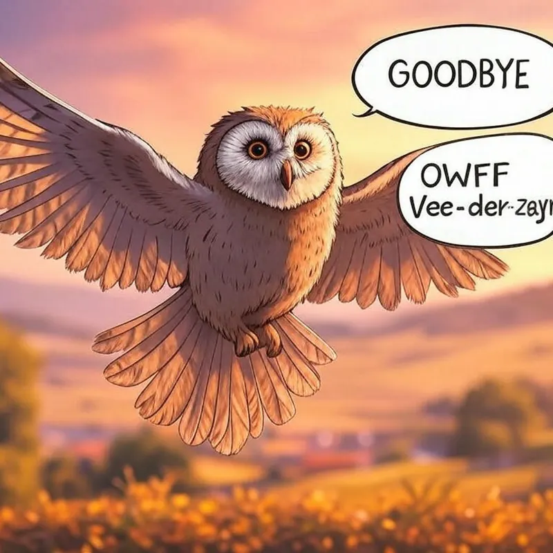 Funny picture to remember the German word auf Wiedersehen, meaning goodbye