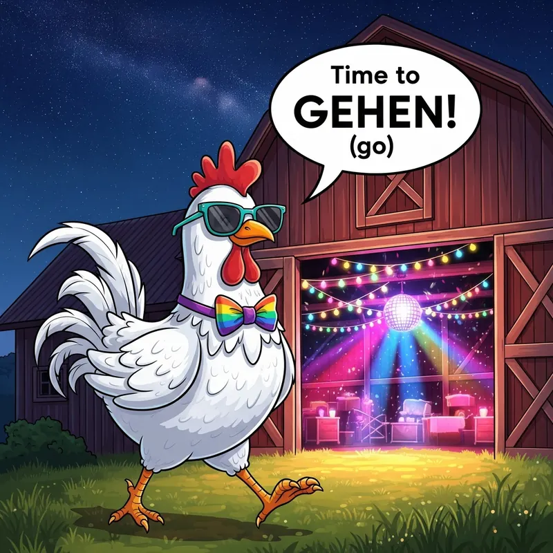 Funny picture to remember the German word gehen, meaning to go