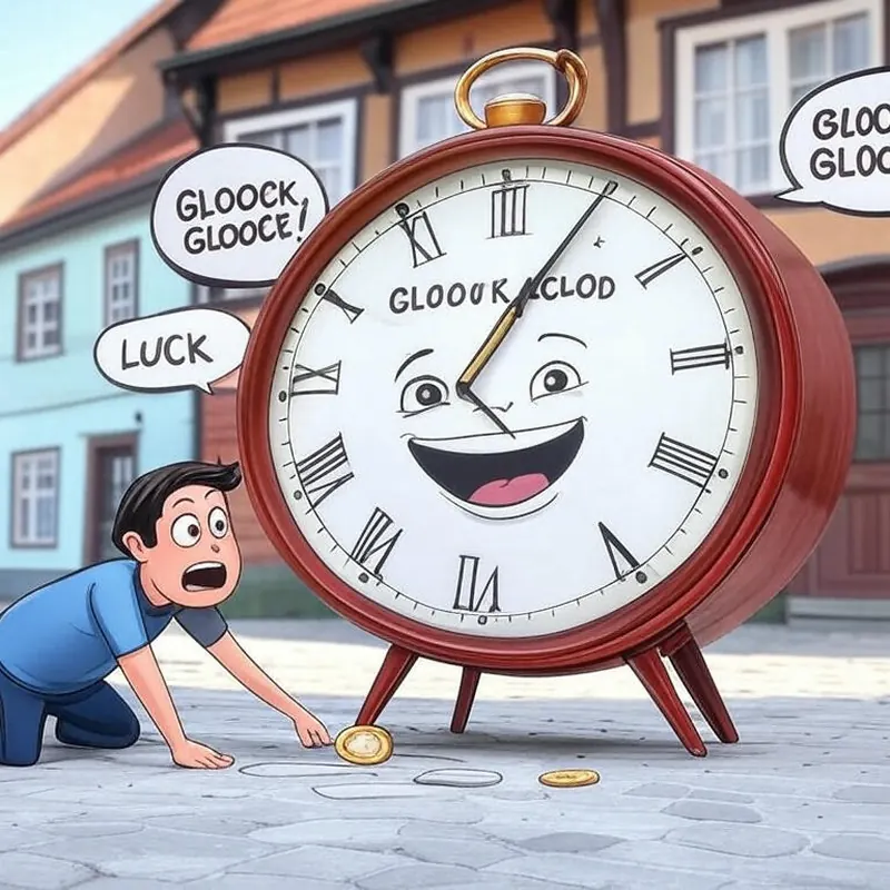 Funny picture to remember the German word das Glück, meaning luck