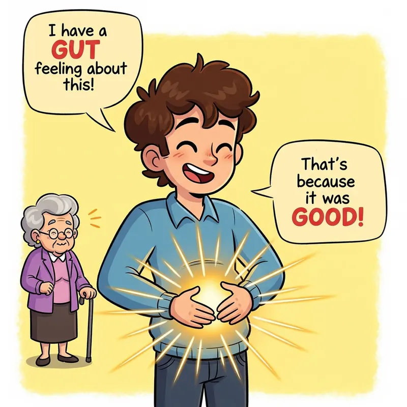 Funny picture to remember the German word gut, meaning good