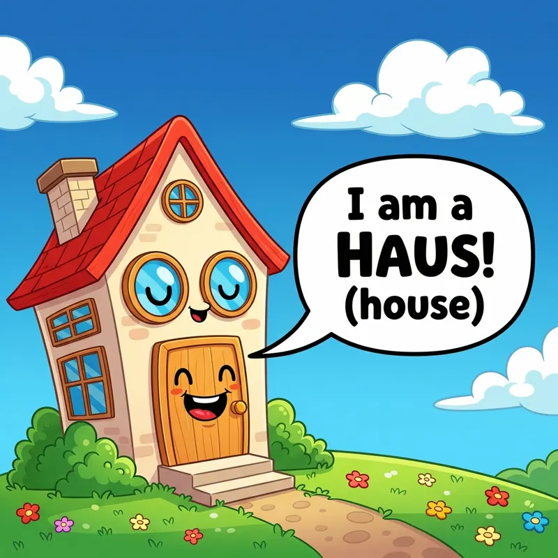 Funny picture to remember the German word das Haus, meaning the house