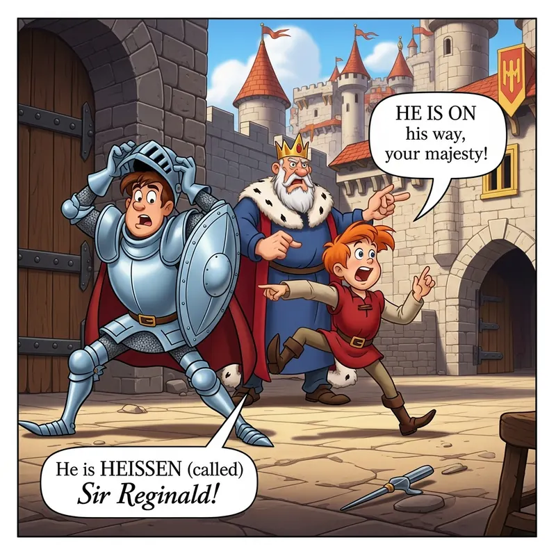 Funny picture to remember the German word heißen, meaning to be called