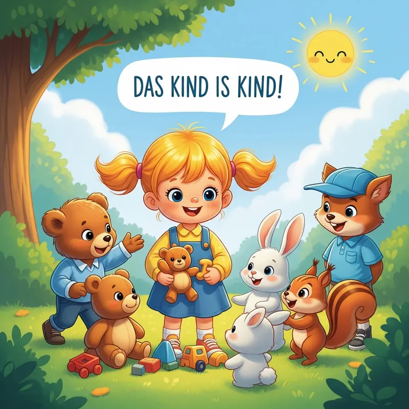 Funny picture to remember the German word das Kind, meaning the child