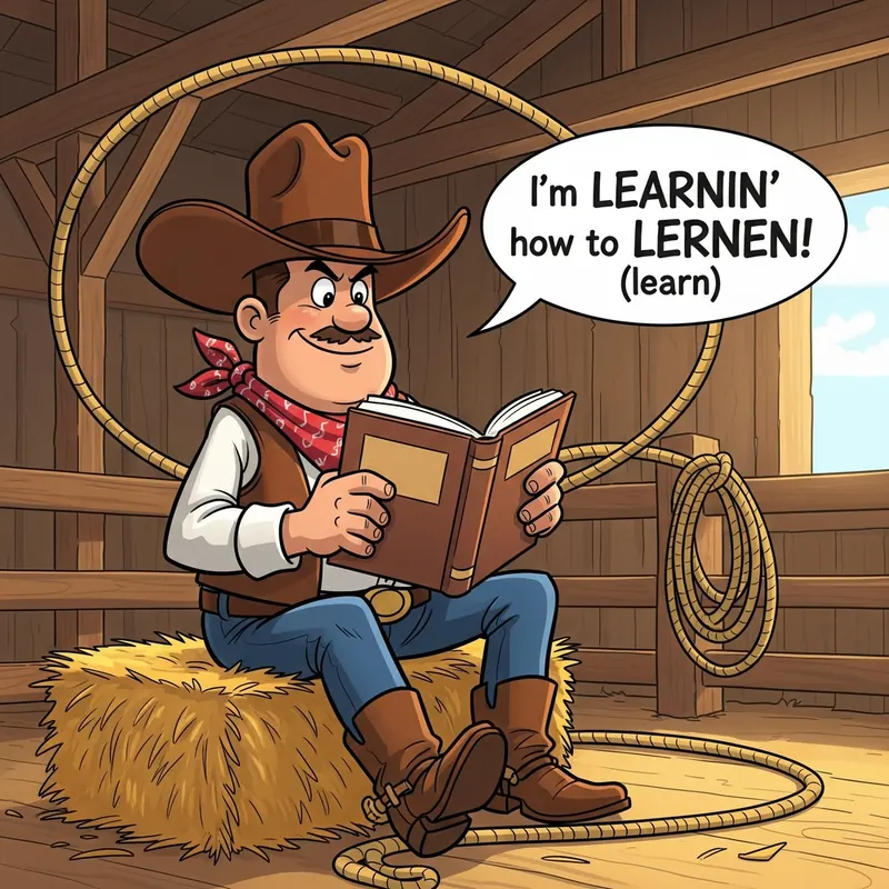 Funny picture to remember the German word lernen, meaning to learn