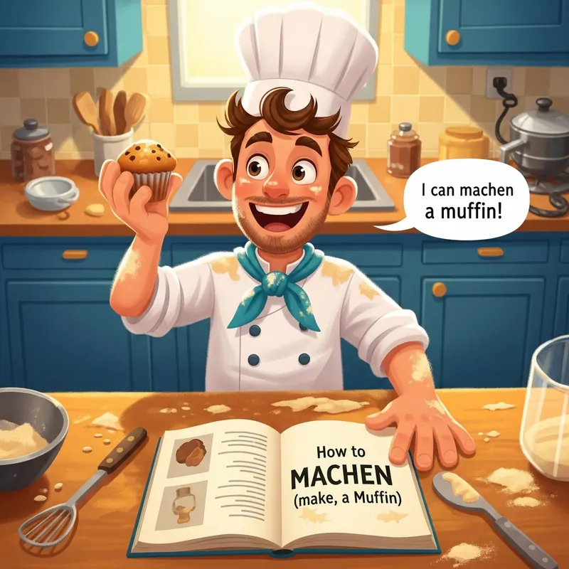 Funny picture to remember the German word machen, meaning to make