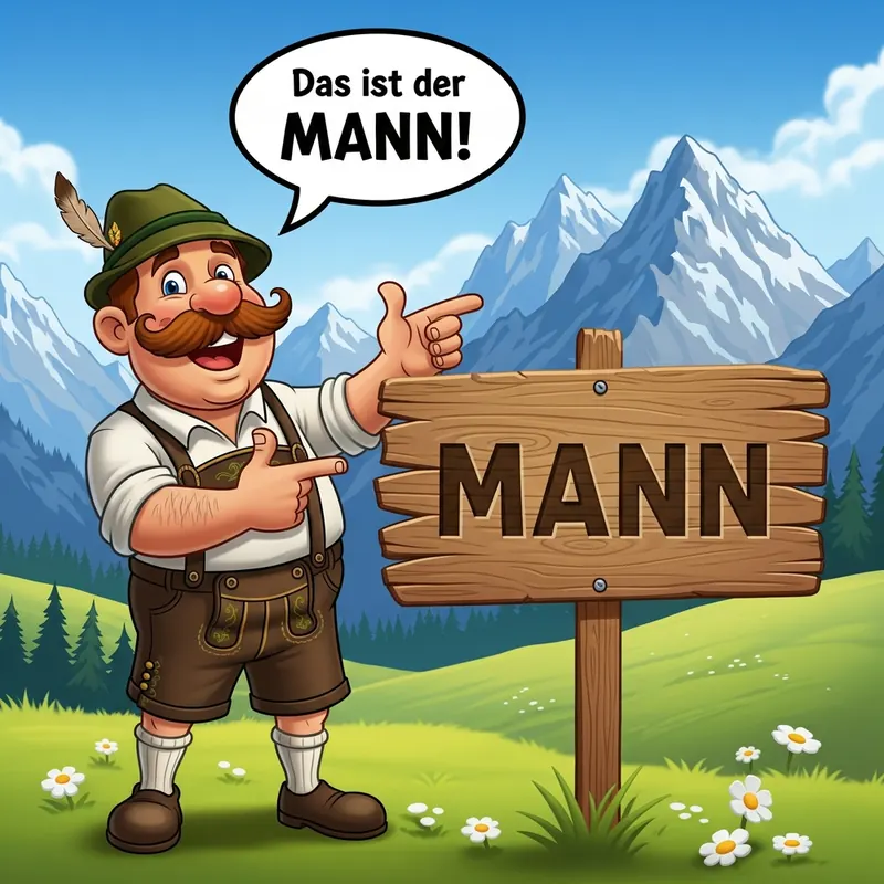 Funny picture to remember the German word der Mann, meaning the man