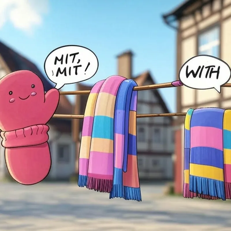 Funny picture to remember the German word mit, meaning with