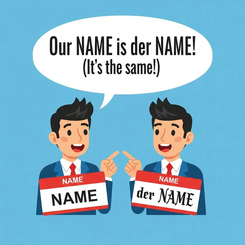 Funny picture to remember the German word der Name, meaning the name