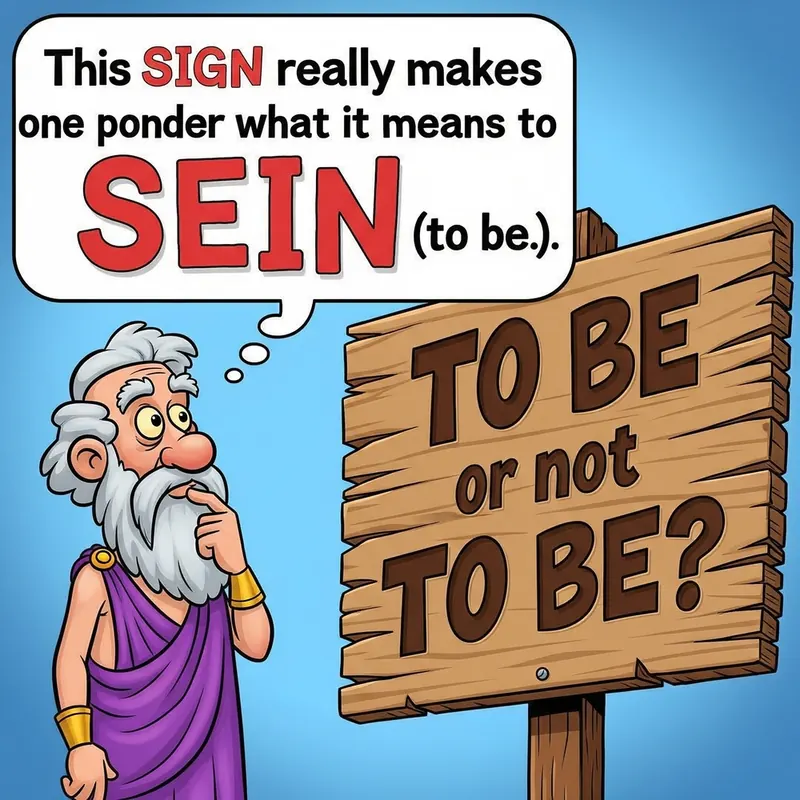 Funny picture to remember the German word sein, meaning to be