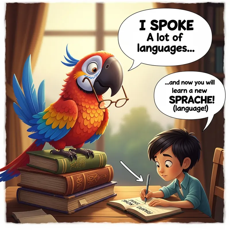 Funny picture to remember the German word die Sprache, meaning the language