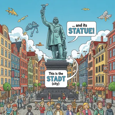 The funny picture for die Stadt