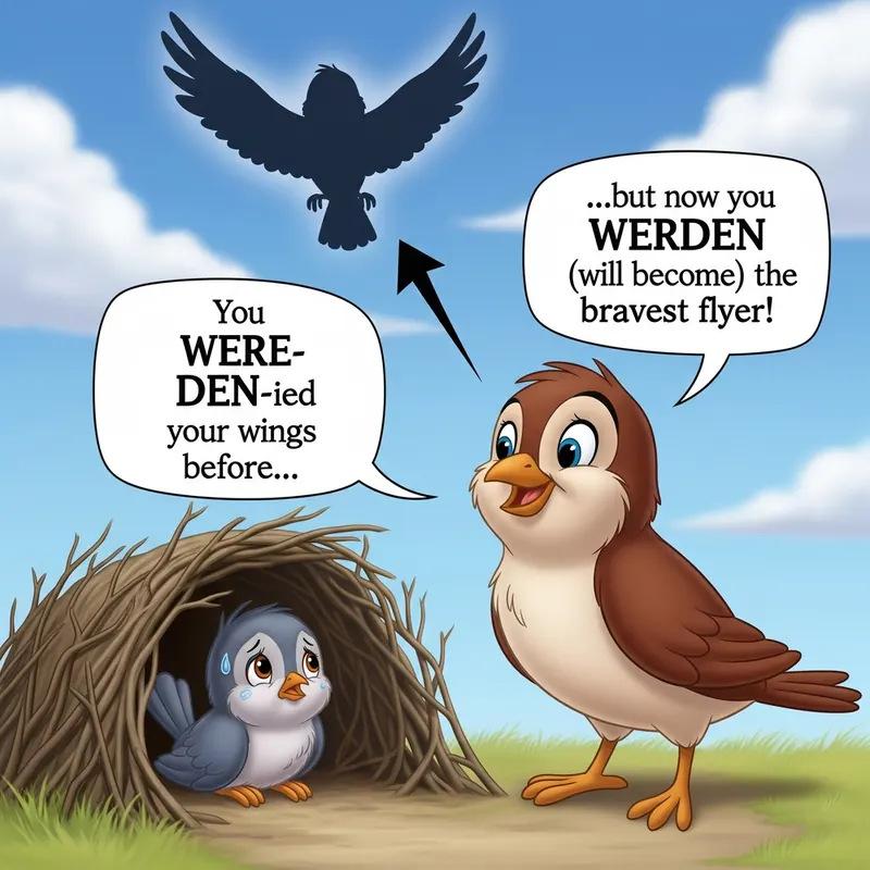 Funny picture to remember the German word werden, meaning to become