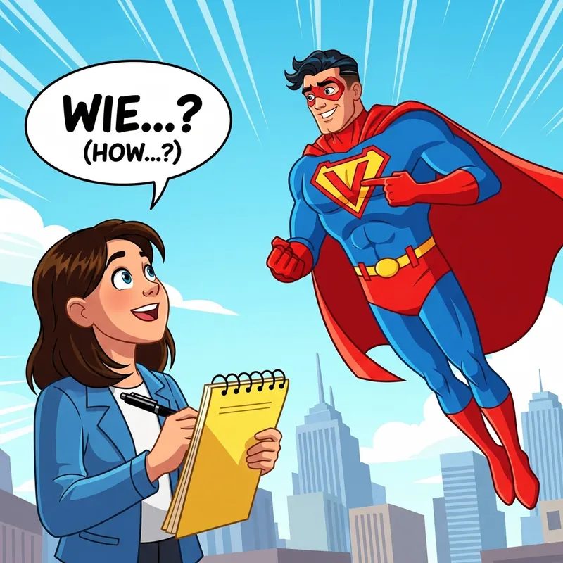 Funny picture to remember the German word wie, meaning how