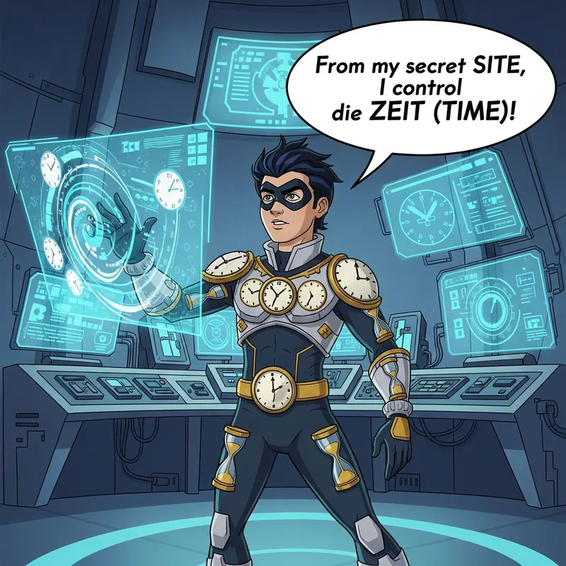 Funny picture to remember the German word die Zeit, meaning the time